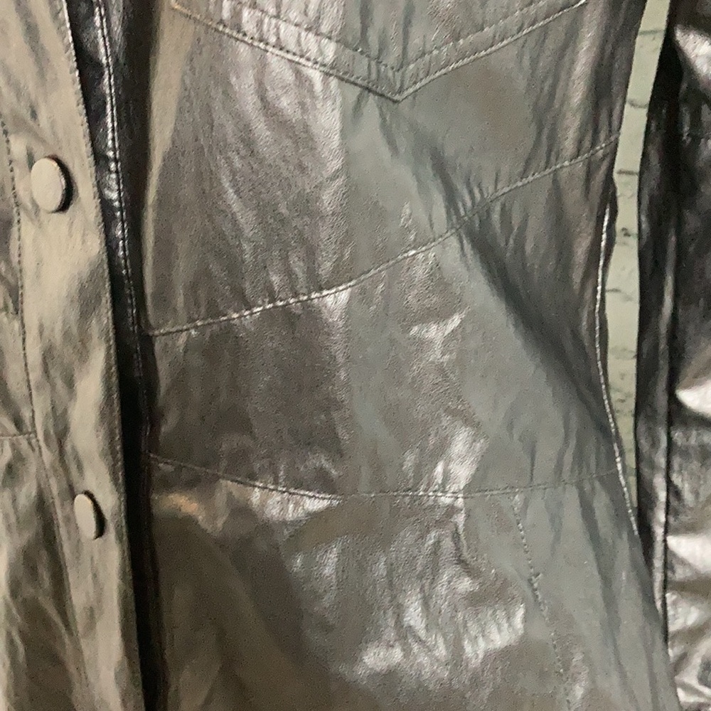 Zara Faux Vegan Leather Long Sleeve Mini Dress Party Bloggers Favorite Goth - Picture 7 of 16